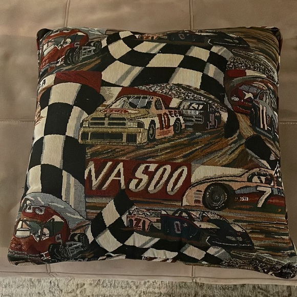 jordan’s Furniture Accents Race Car Theme 8 Square Throw Pillow